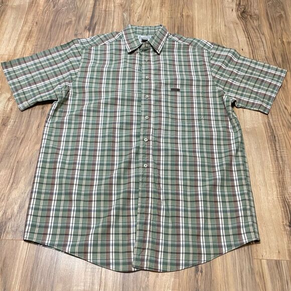Carhartt Men's Large Green Brown Plaid Short Sleeve Button Down Shirt - GUC - Picture 5 of 10